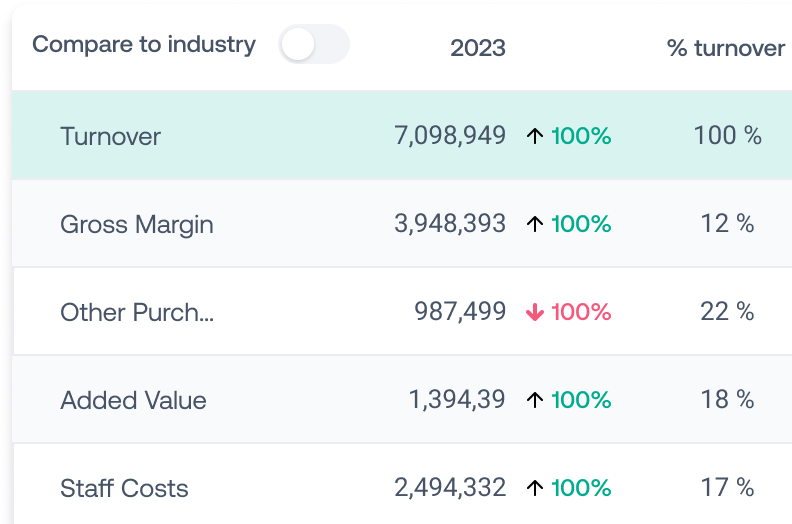 Financial efficiency ratios and KPI dashboard